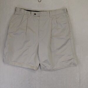 Gary Player Mens Pleated Golf Shorts Beige Cotton Twill Size 40 Waist